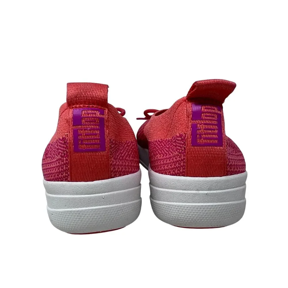 FitFlop Uberknit Slip On Women's Size 7 Ballet Flat Bow Coral Orange Pink‎ Mesh